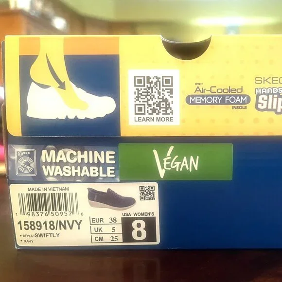 SKECHERS Hands-Free Slip-ins NEW in Box - Navy w/light gray outsole - Size 8 Med - Picture 7 of 16